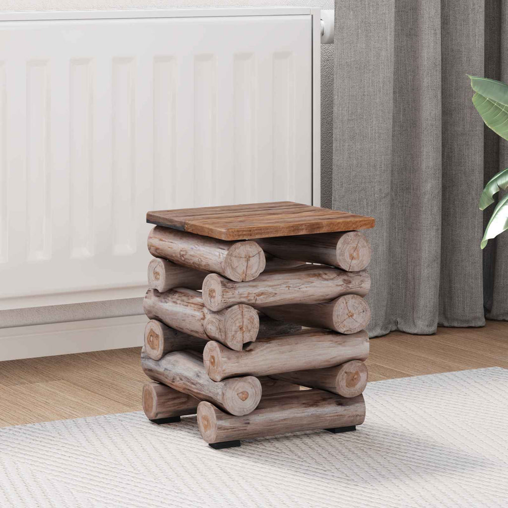 Hocker Natur 30 x 30 x 38 cm Massivholz Teak