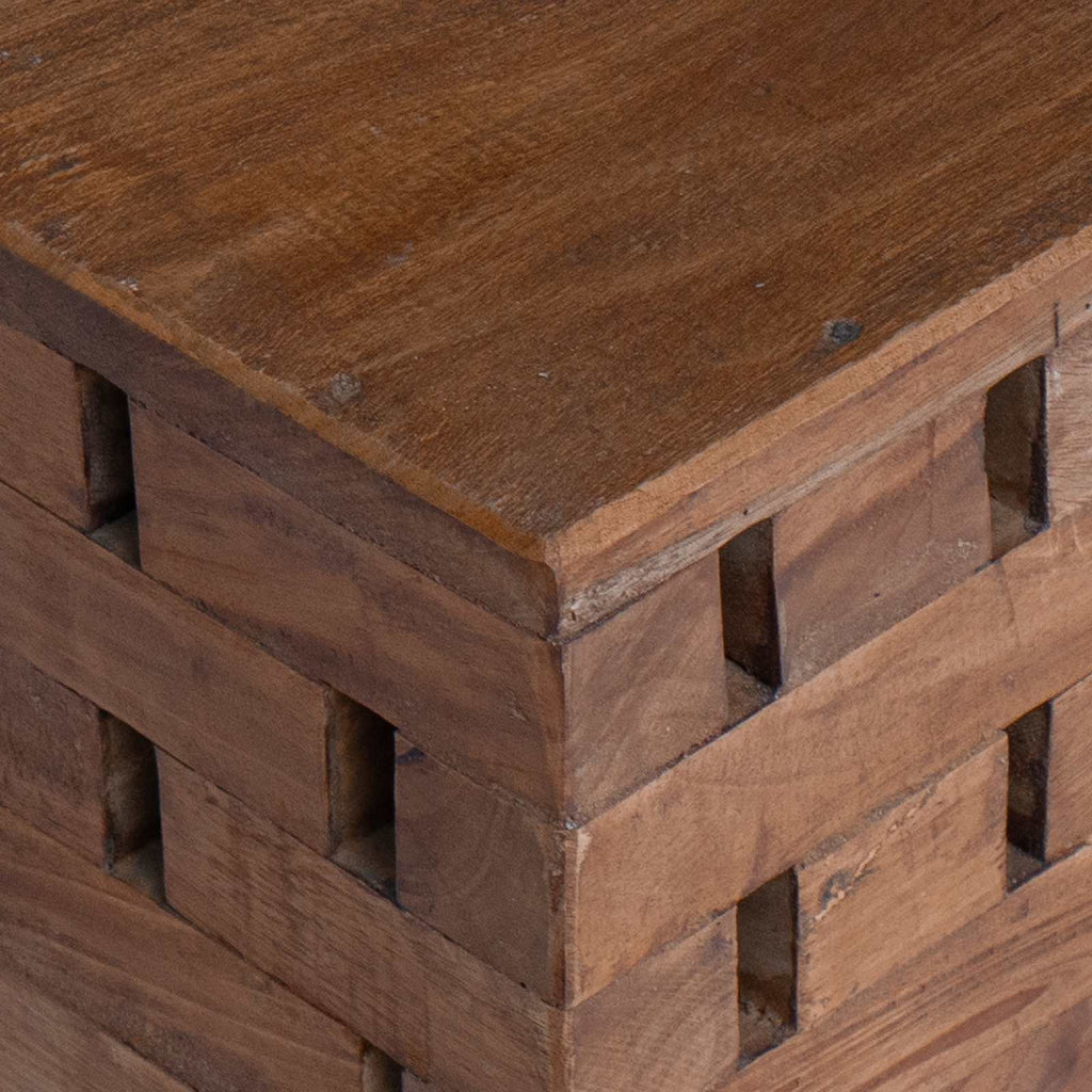Hocker Natur 29 x 29 x 48 cm Massivholz Altholz