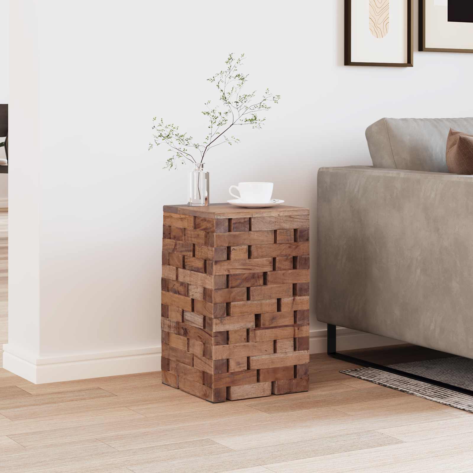 Hocker Natur 29 x 29 x 48 cm Massivholz Altholz