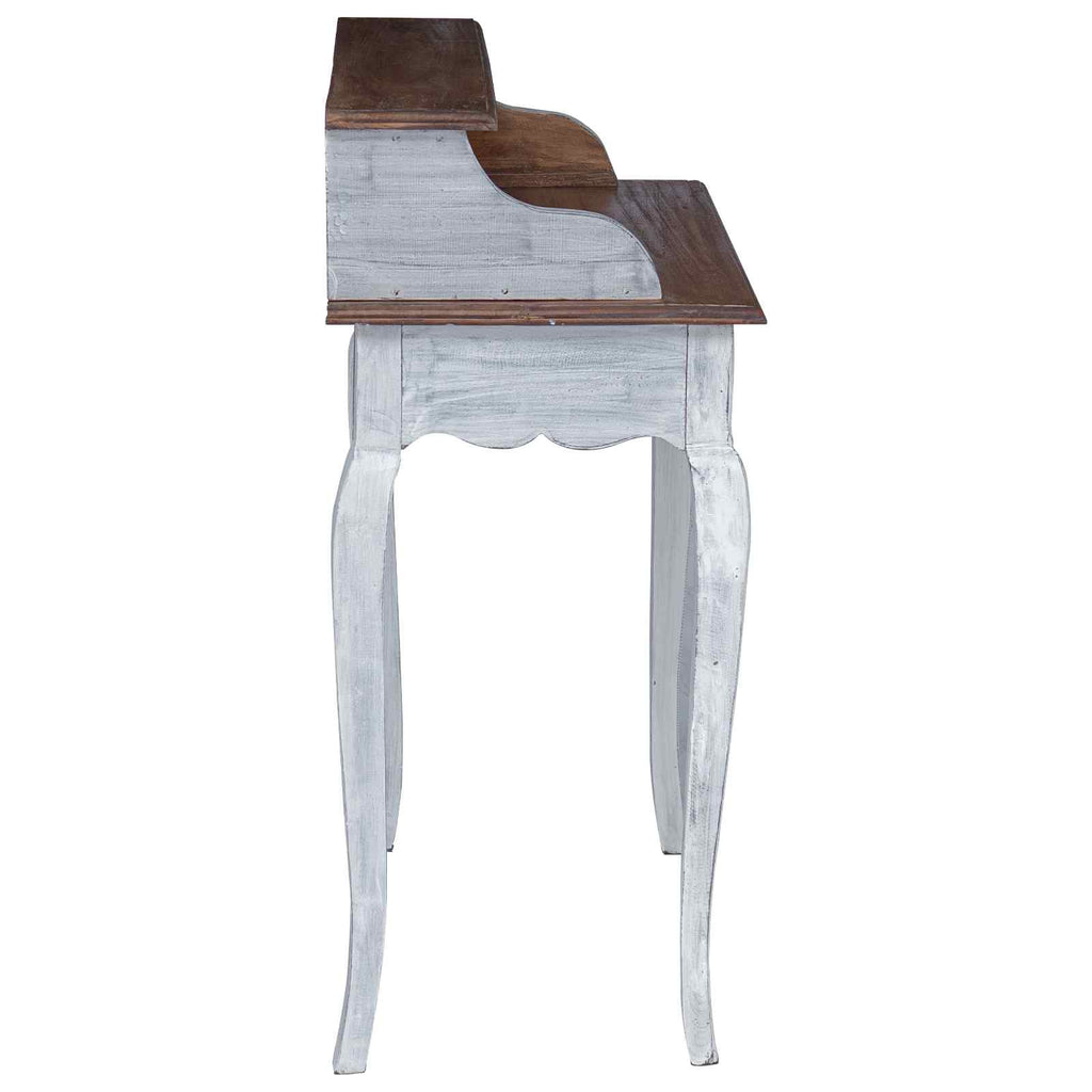 Schreibtisch Braun und Weiß 80 x 40 x 92 cm Massivholz Mahagoni