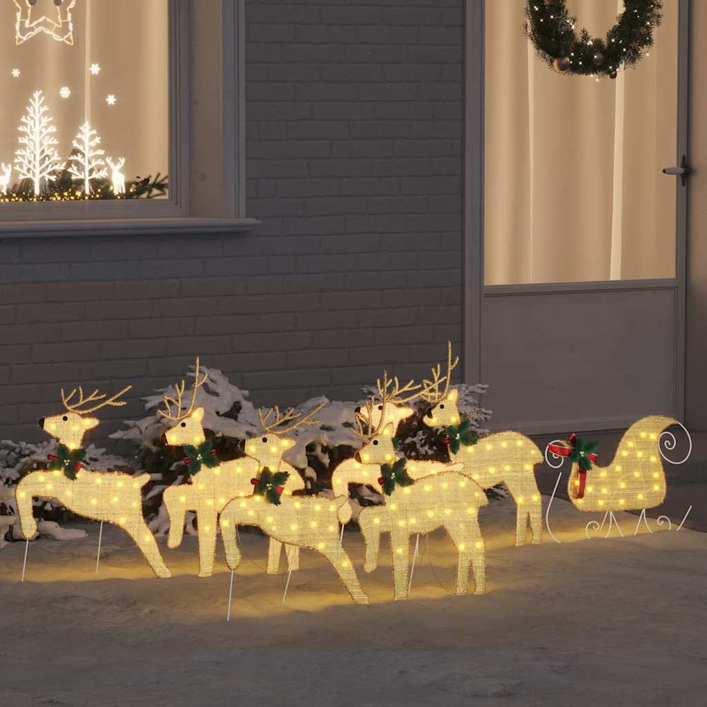 LED Rentiere 7 pcs Gold Stoff