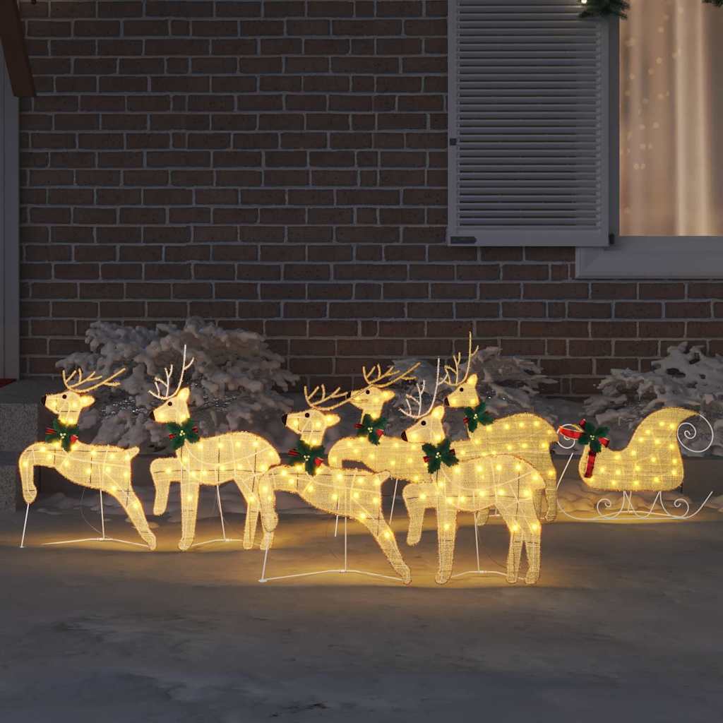 LED Rentiere 7 pcs Gold Stoff