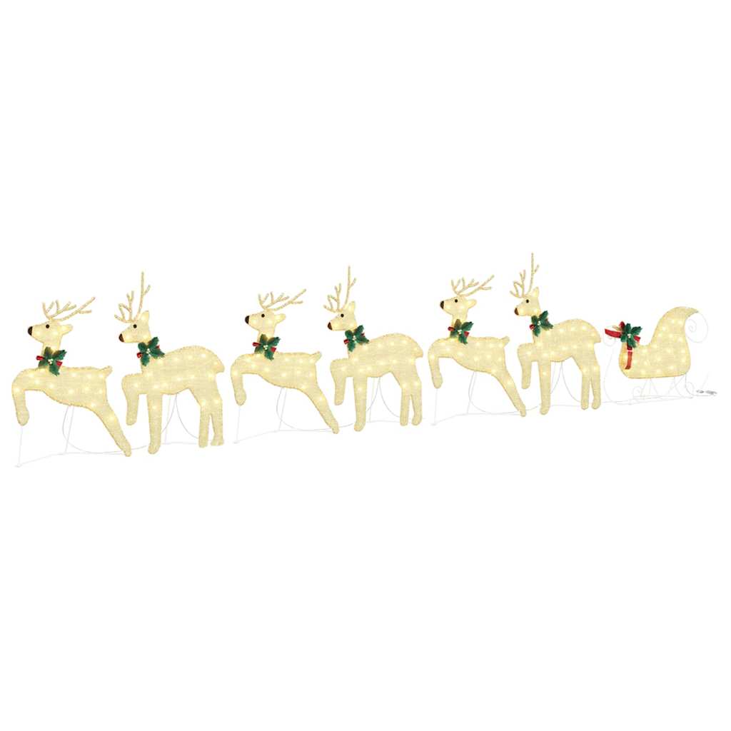 LED Rentiere 7 pcs Gold Stoff