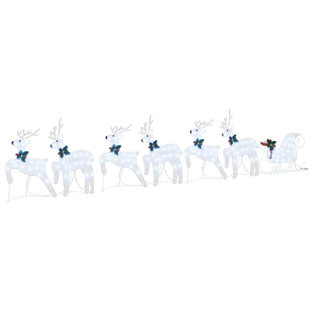 LED Rentiere 7 pcs Silber Stoff