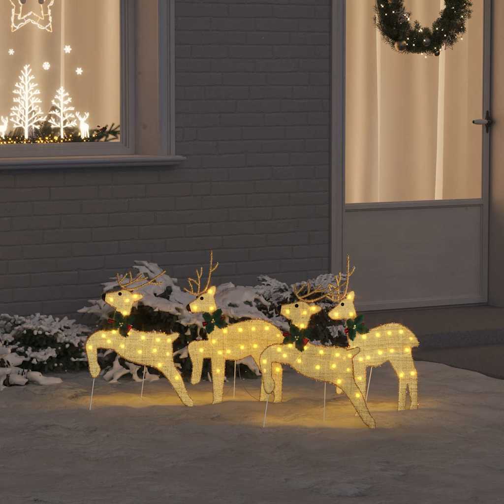 LED Rentiere 4 pcs Gold Stoff
