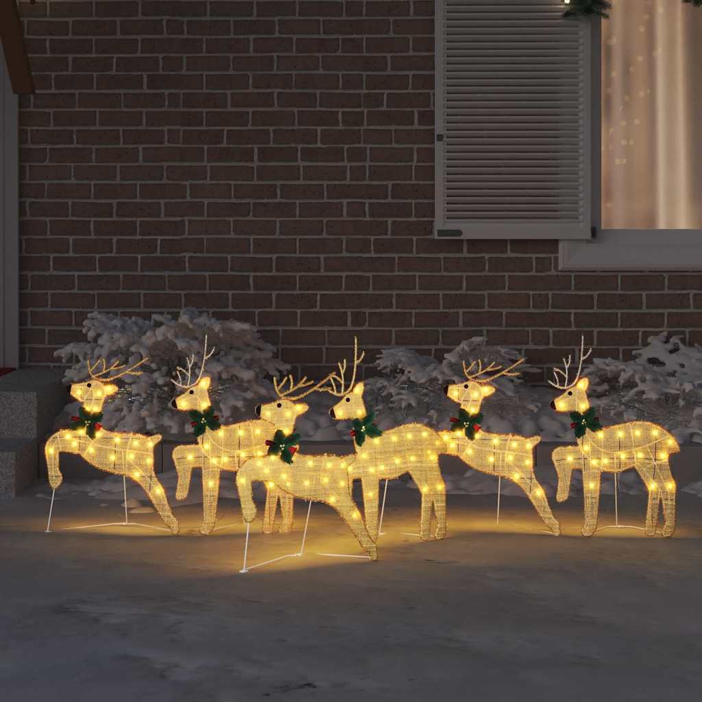 LED Rentiere 6 pcs Gold Stoff