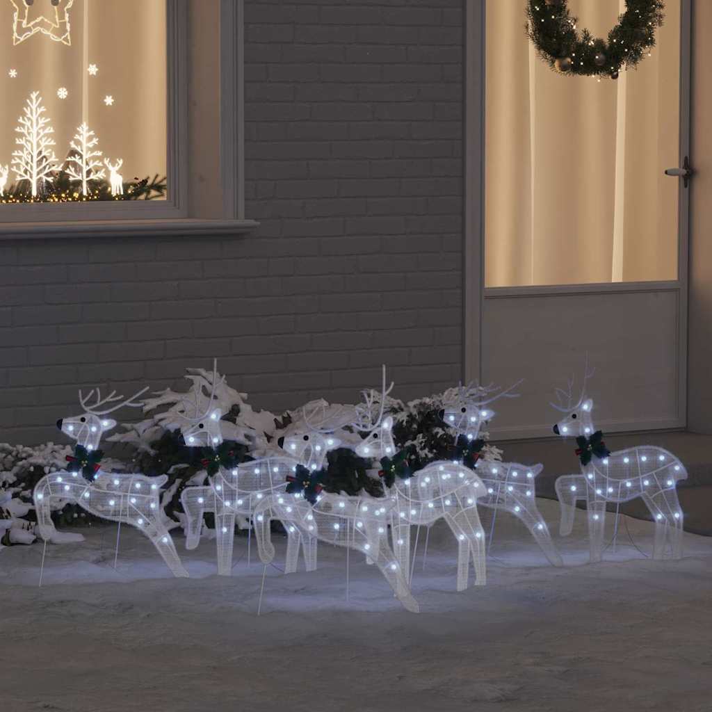 LED Rentiere 6 pcs Weiß Stoff