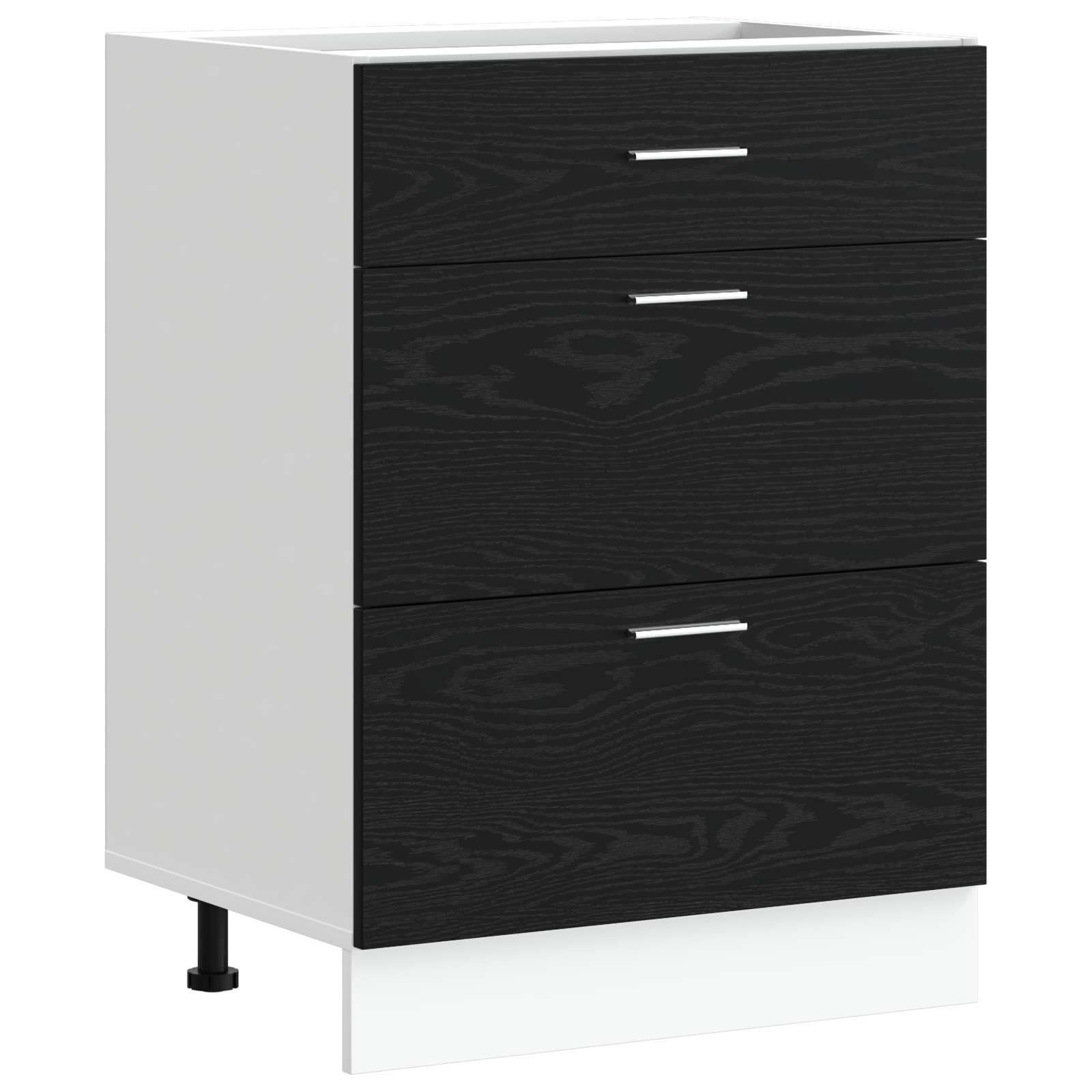 Küchenunterschrank Schwarz Eichen-Optik 60 x 46 x 81,5 cm