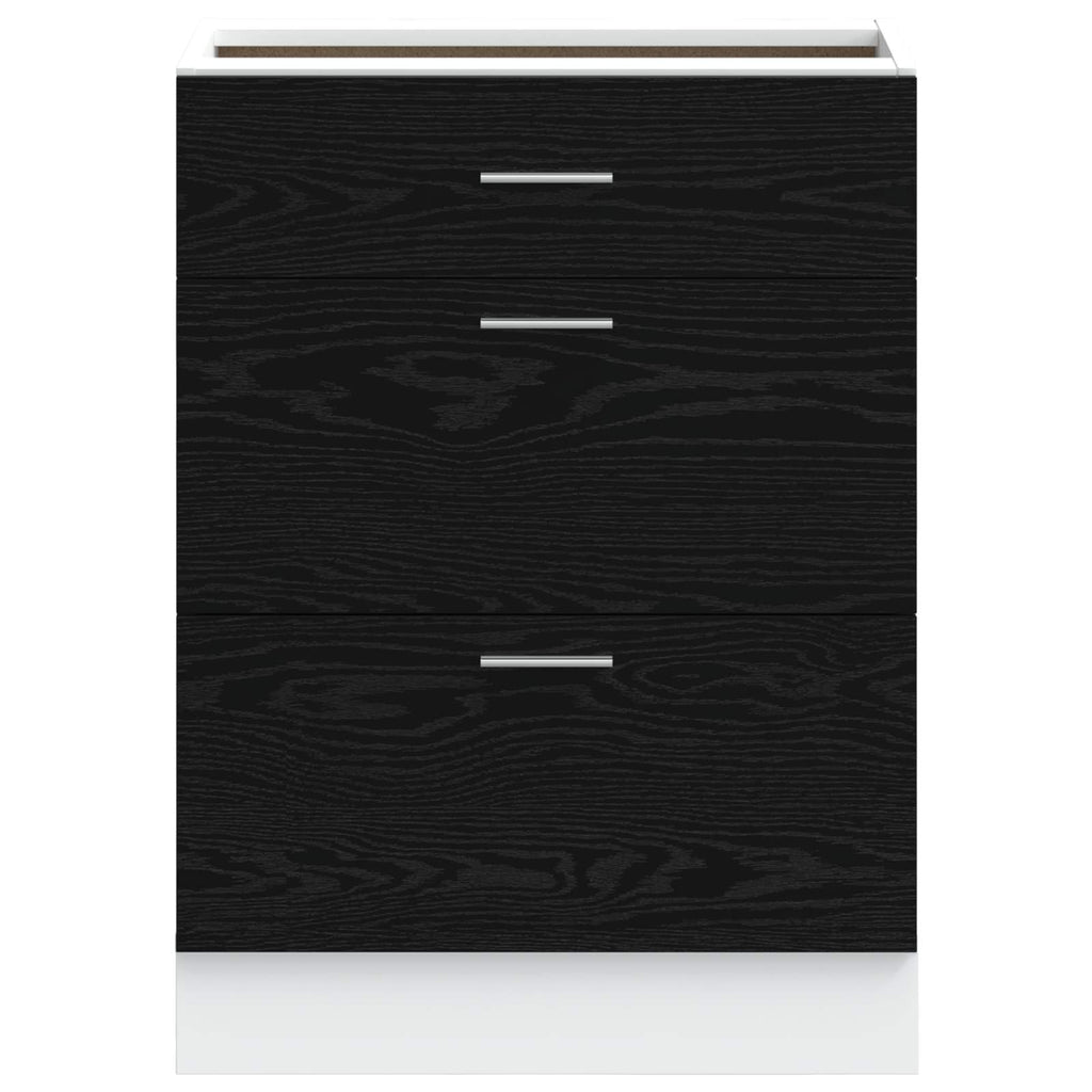 Küchenunterschrank Schwarz Eichen-Optik 60 x 46 x 81,5 cm