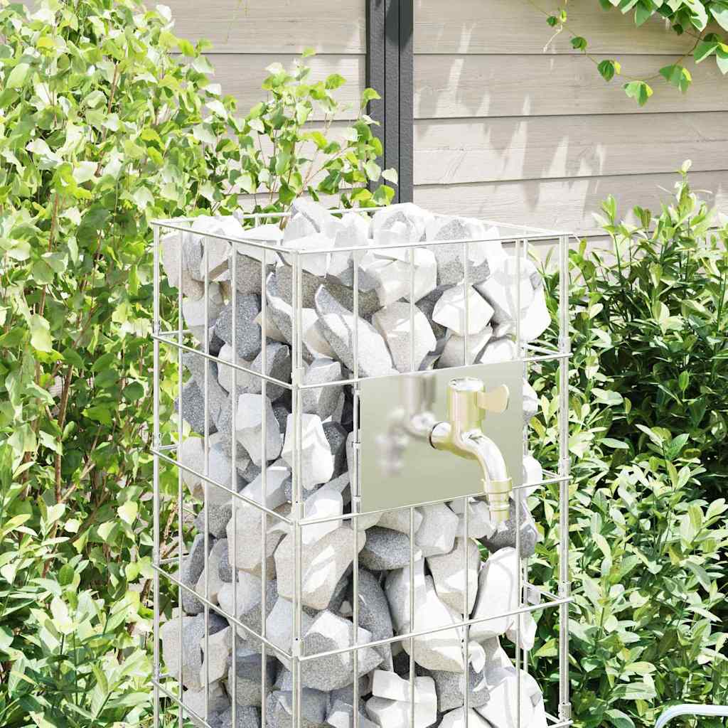 Gabionen Wasserhahn Silber 25 x 25 x 100 cm Edelstahl