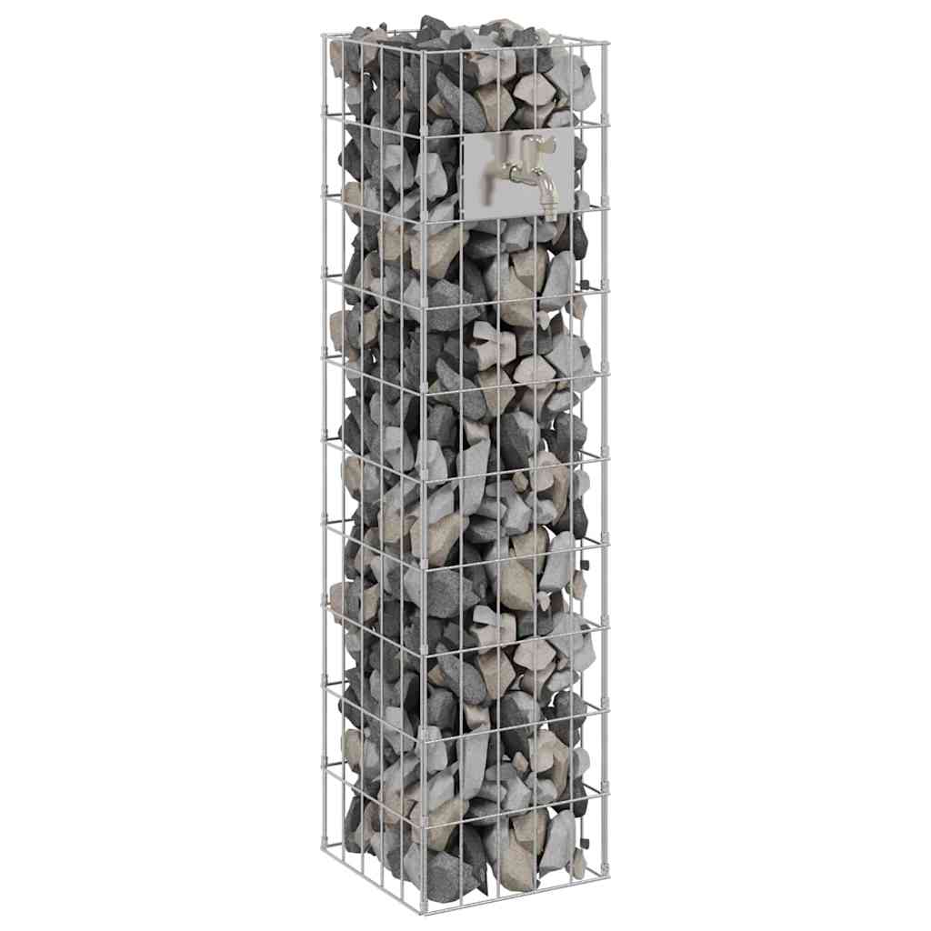 Gabionen Wasserhahn Silber 25 x 25 x 100 cm Edelstahl