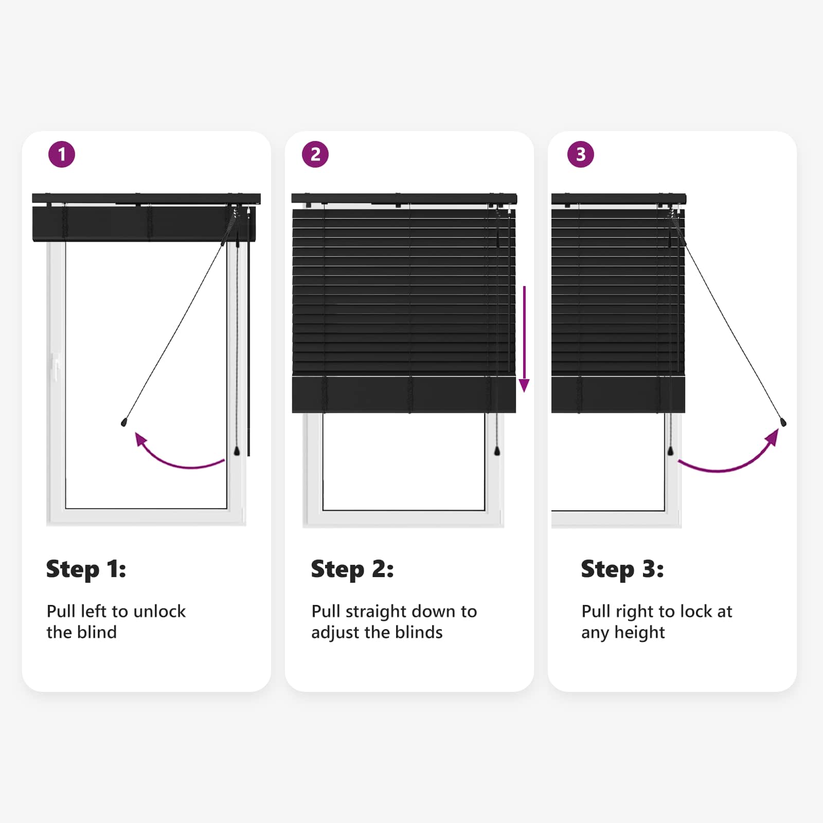 Jalousie Schwarz 75 x 160 cm 35 mm Massives Paulownia-Holz
