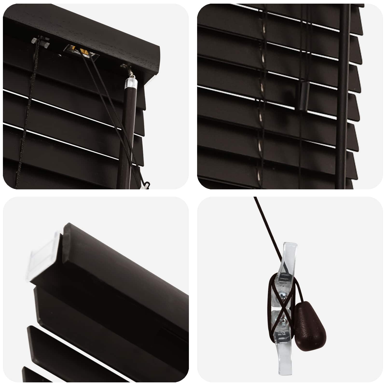 Jalousie Dunkelbraun 145 x 250 cm 35 mm Massives Paulownia-Holz