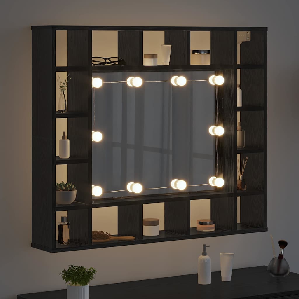 Spiegelschrank mit Regal Schwarz Eichen-Optik 91 x 15 x 76,5 cm