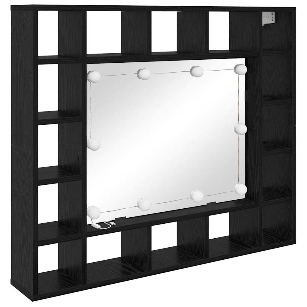 Spiegelschrank mit Regal Schwarz Eichen-Optik 91 x 15 x 76,5 cm