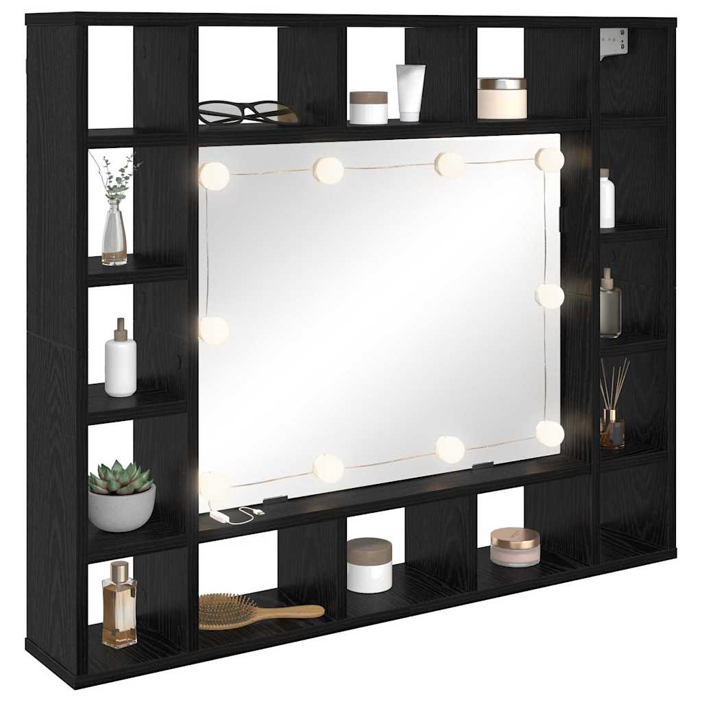 Spiegelschrank mit Regal Schwarz Eichen-Optik 91 x 15 x 76,5 cm
