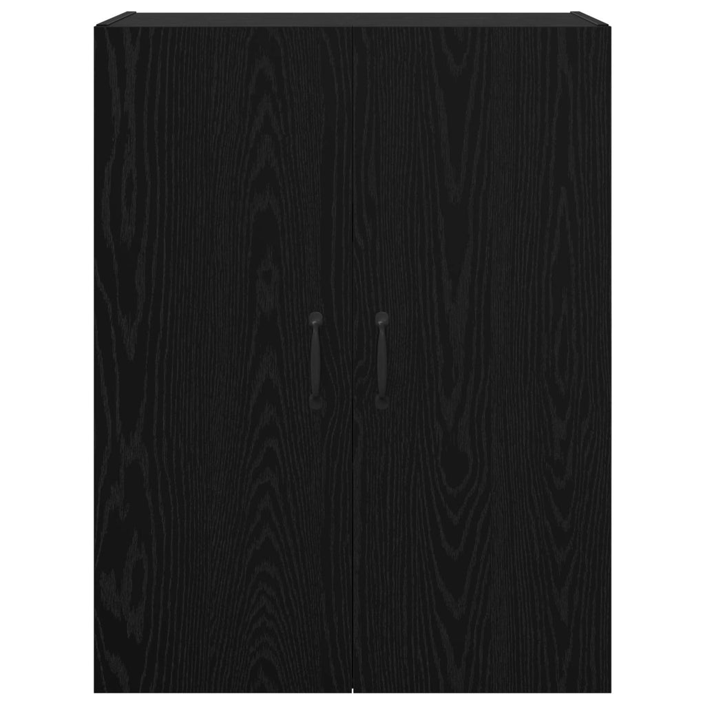 Wandschrank Wandmontiert Schwarz Eichen-Optik 69,5 x 34 x 90 cm