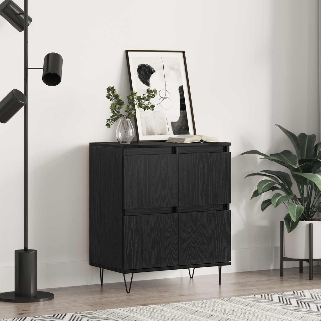 Sideboard Schwarz Eichen-Optik 60 x 35 x 70 cm