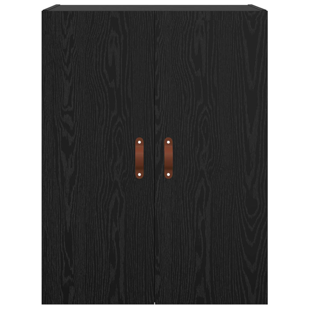 Wandschrank Wandmontiert Schwarz Eichen-Optik 69,5 x 34 x 90 cm