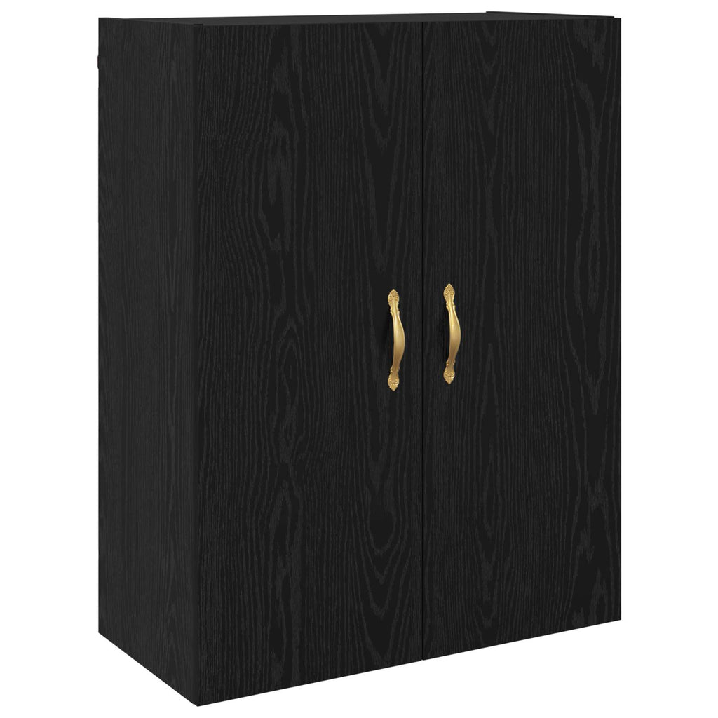 Wandschrank Wandmontiert Schwarz Eichen-Optik 69,5 x 34 x 90 cm