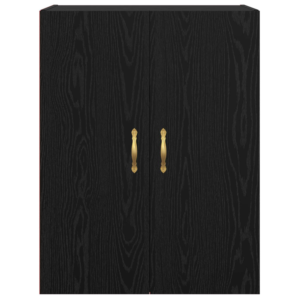 Wandschrank Wandmontiert Schwarz Eichen-Optik 69,5 x 34 x 90 cm