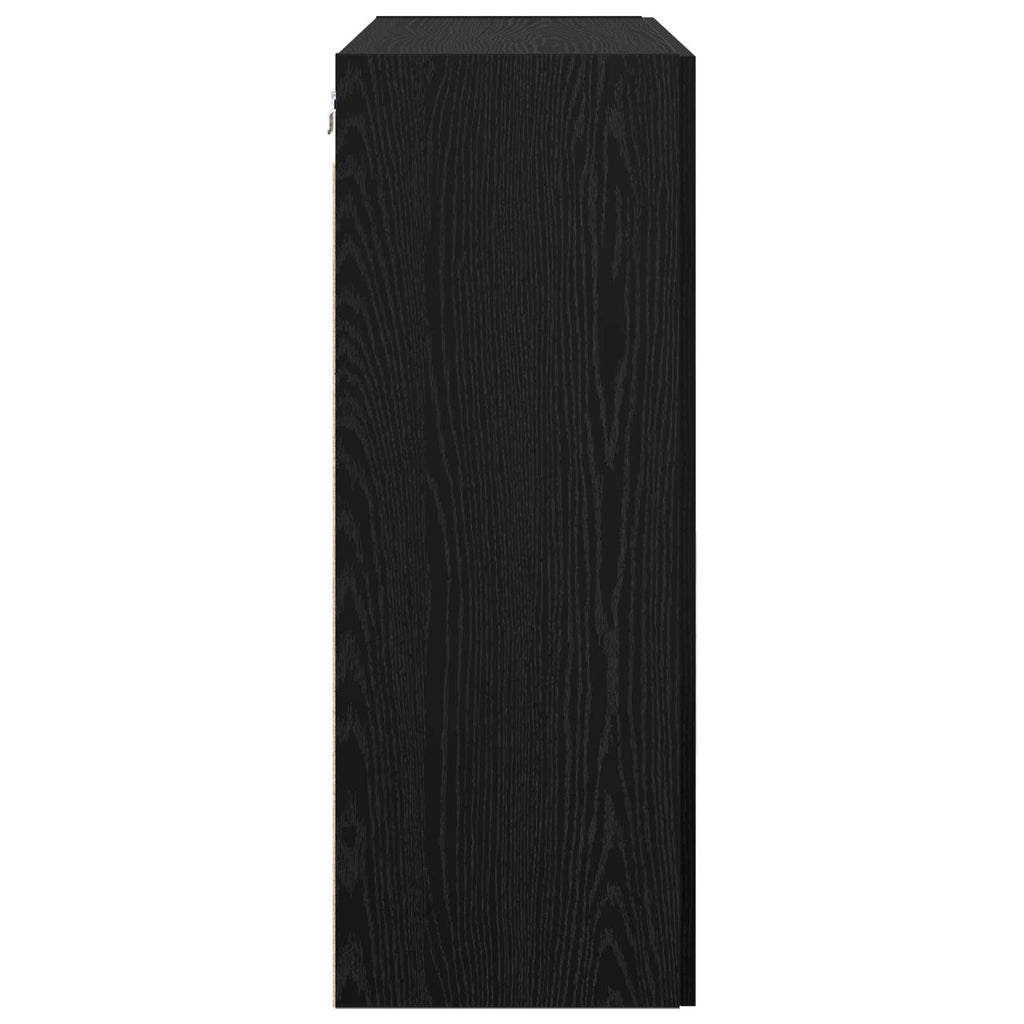 Wandschrank Wandmontiert Schwarz Eichen-Optik 69,5 x 34 x 90 cm
