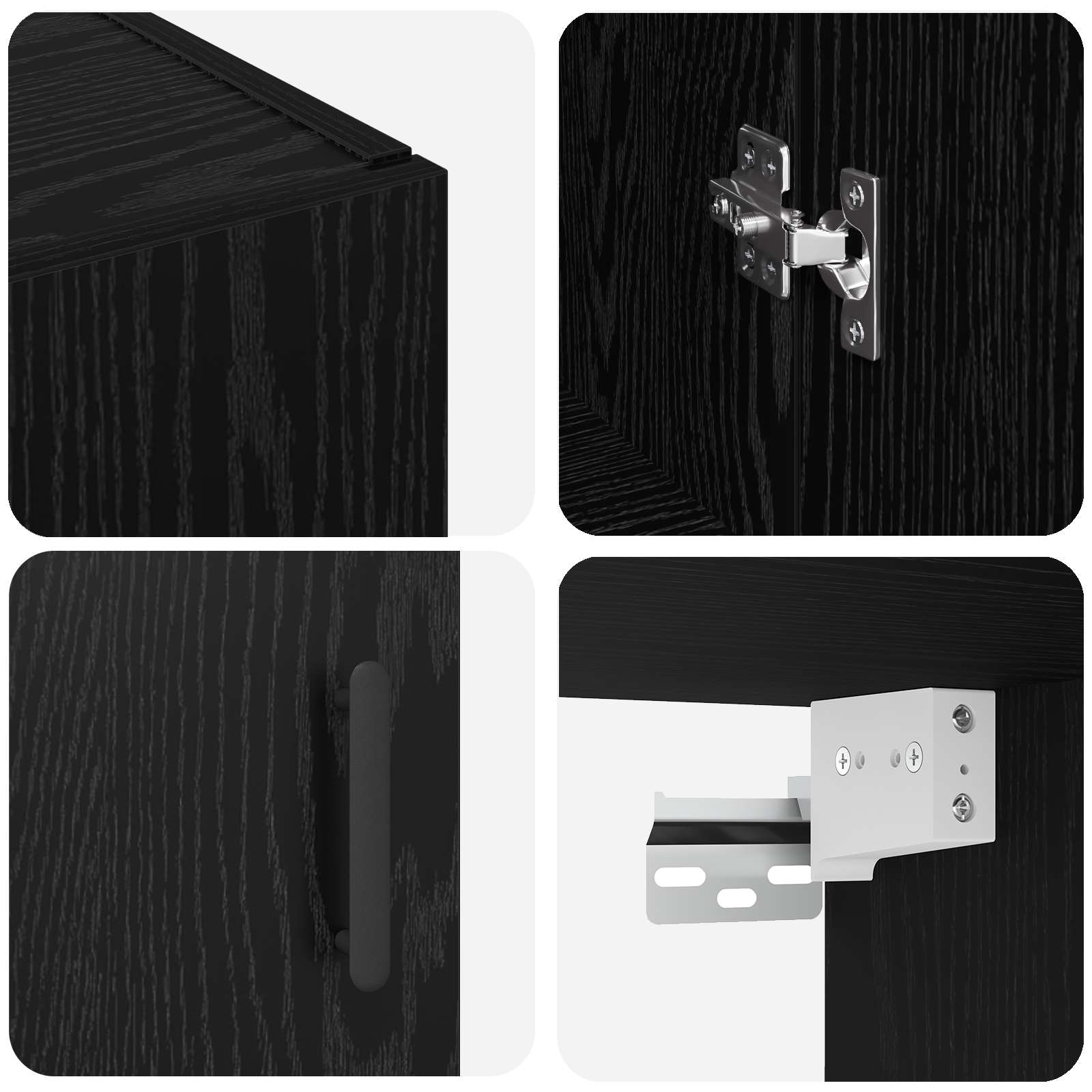Wandschrank Wandmontiert Schwarz Eichen-Optik 69,5 x 34 x 90 cm