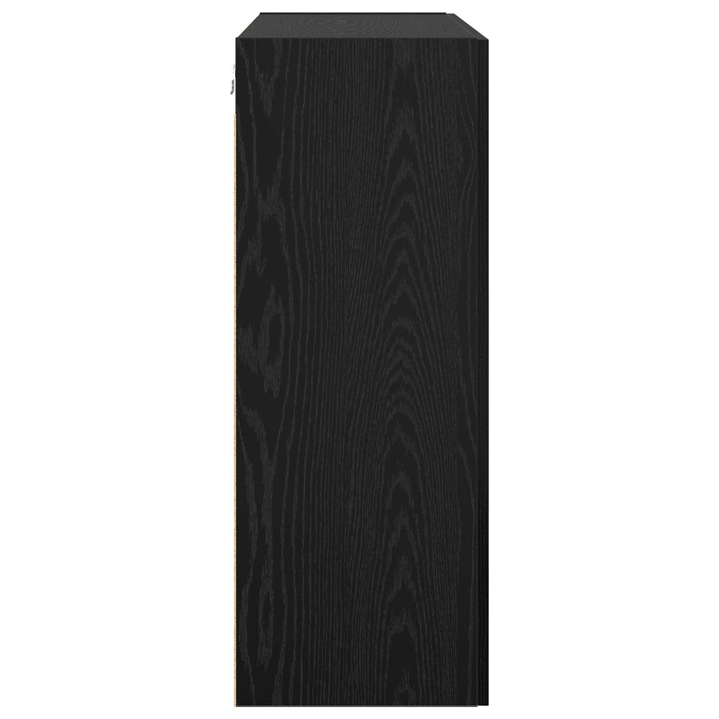 Wandschrank Wandmontiert Schwarz Eichen-Optik 69,5 x 34 x 90 cm