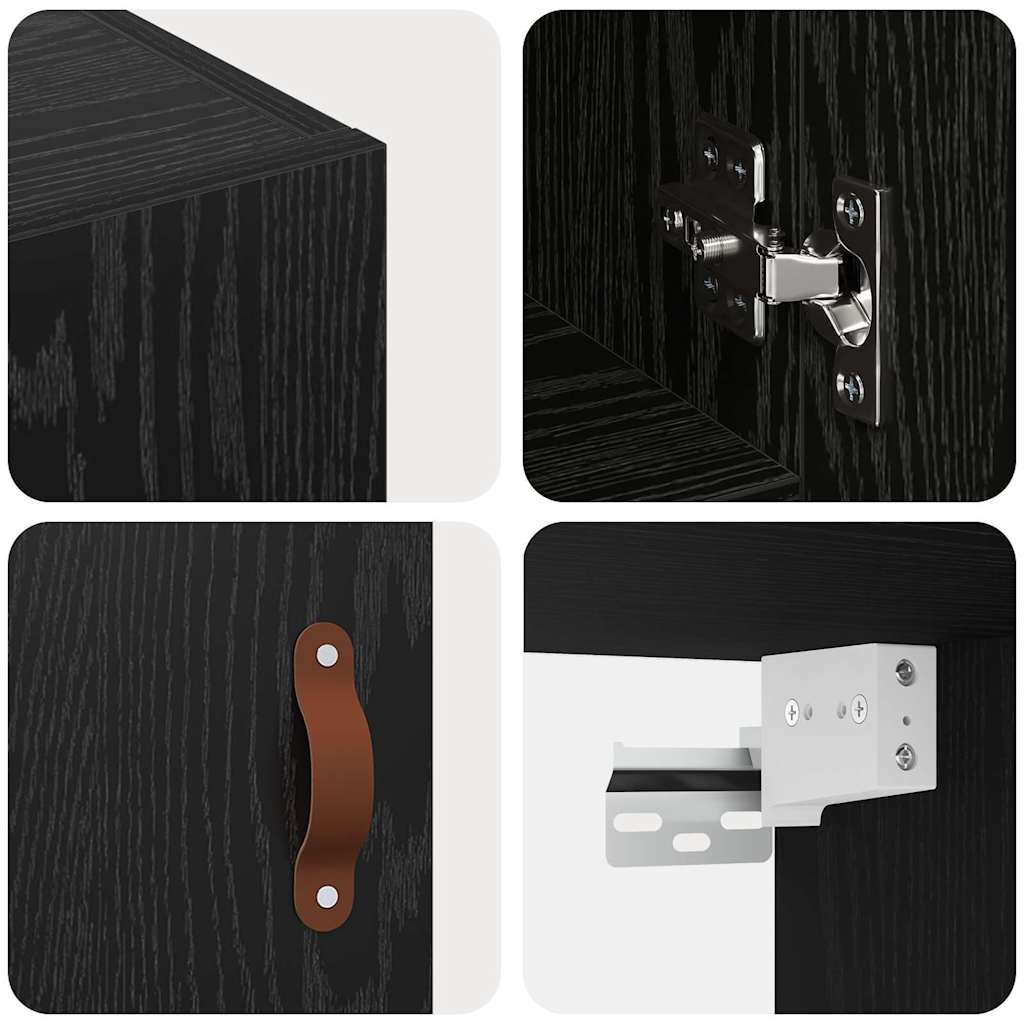 Wandschrank Schwarz Eichen-Optik 60 x 31 x 70 cm Holzwerkstoff