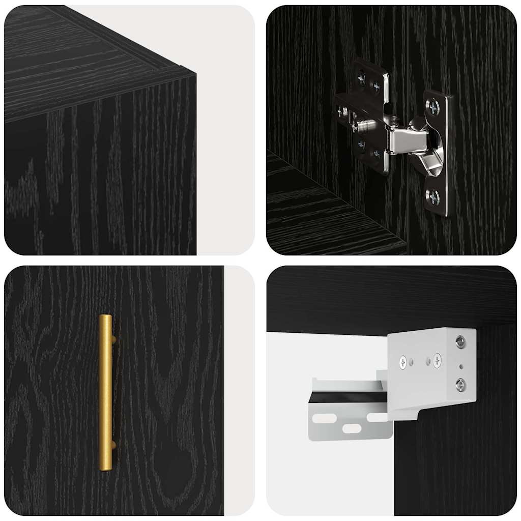 Wandschrank Schwarz Eichen-Optik 60 x 31 x 70 cm Holzwerkstoff