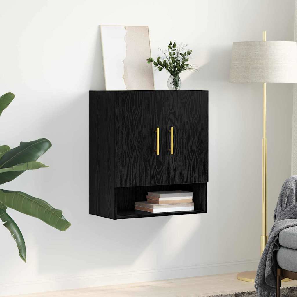 Wandschrank Schwarz Eichen-Optik 60 x 31 x 70 cm Holzwerkstoff