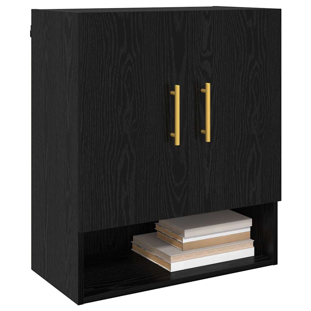 Wandschrank Schwarz Eichen-Optik 60 x 31 x 70 cm Holzwerkstoff