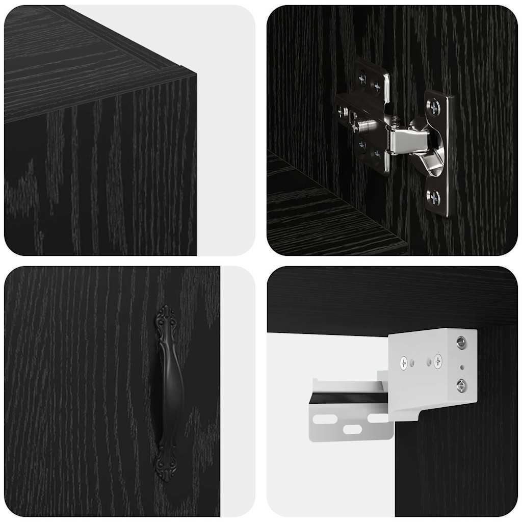 Wandschrank Schwarz Eichen-Optik 60 x 31 x 70 cm Holzwerkstoff