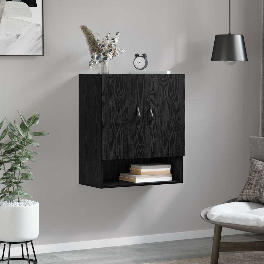 Wandschrank Schwarz Eichen-Optik 60 x 31 x 70 cm Holzwerkstoff