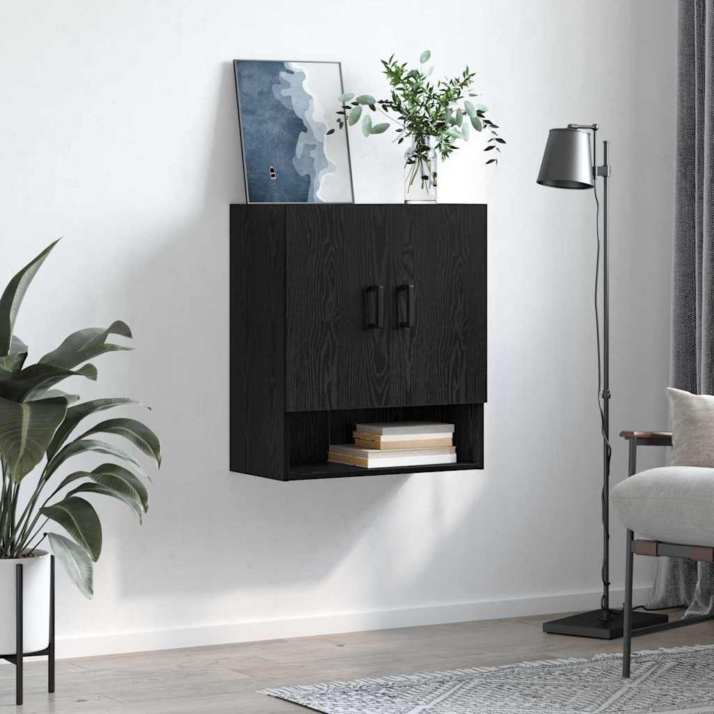 Wandschrank Schwarz Eichen-Optik 60 x 31 x 70 cm Holzwerkstoff