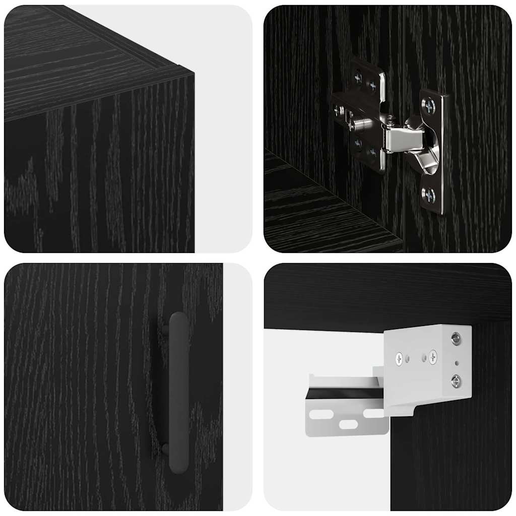 Wandschrank Schwarz Eichen-Optik 60 x 31 x 70 cm Holzwerkstoff