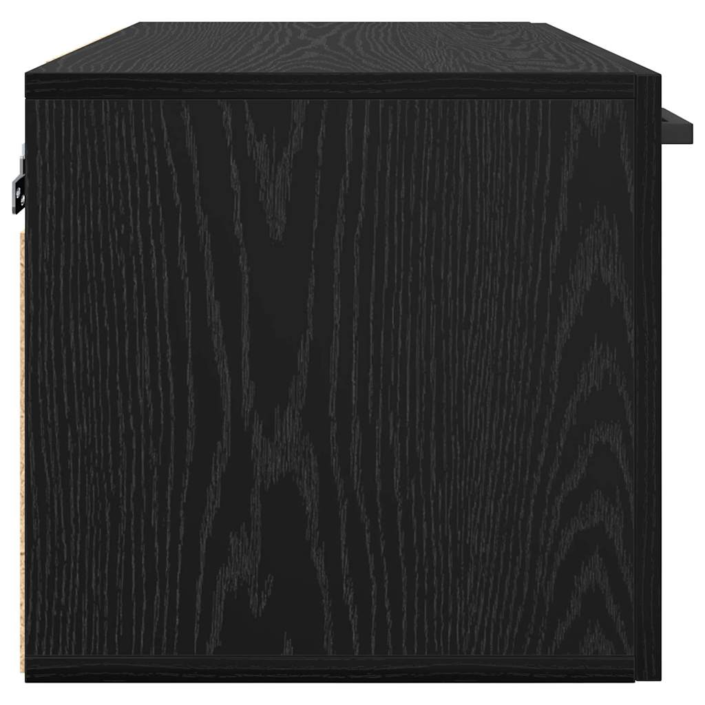 Wandschrank Wandmontiert Schwarz Eichen-Optik 60 x 36,5 x 35 cm