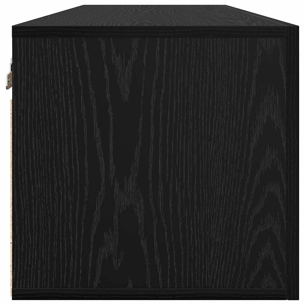 Wandschrank Wandmontiert Schwarz Eichen-Optik 80 x 36.5 x 35 cm