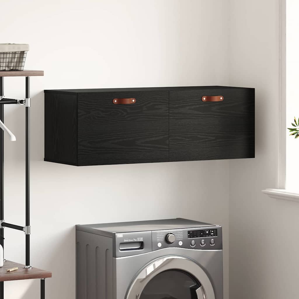 Wandschrank Schwarz Eichen-Optik 100 x 36,5 x 35 cm