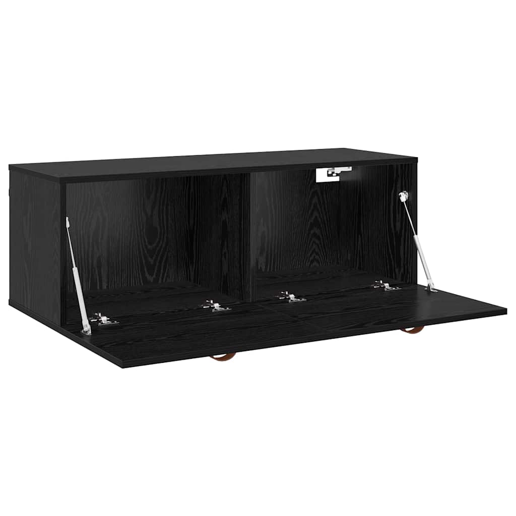 Wandschrank Schwarz Eichen-Optik 100 x 36,5 x 35 cm