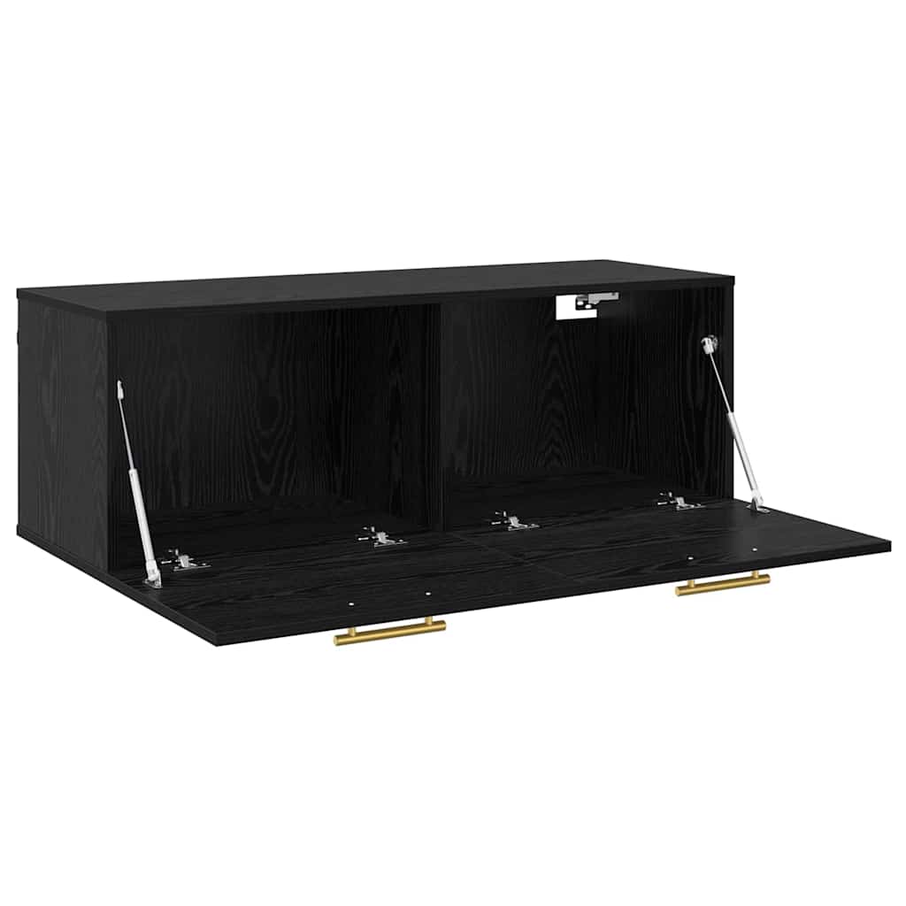 Wandschrank Schwarz Eichen-Optik 100 x 36,5 x 35 cm