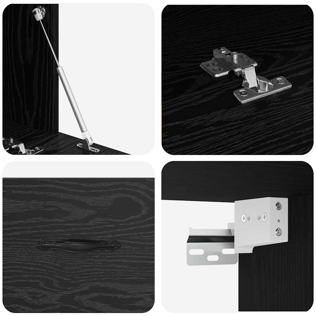Wandschrank Schwarz Eichen-Optik 100 x 36,5 x 35 cm