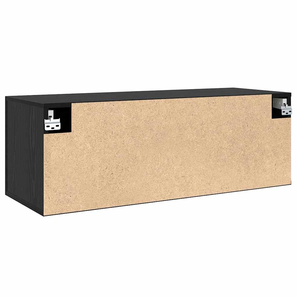 Wandschrank Schwarz Eichen-Optik 100 x 36,5 x 35 cm