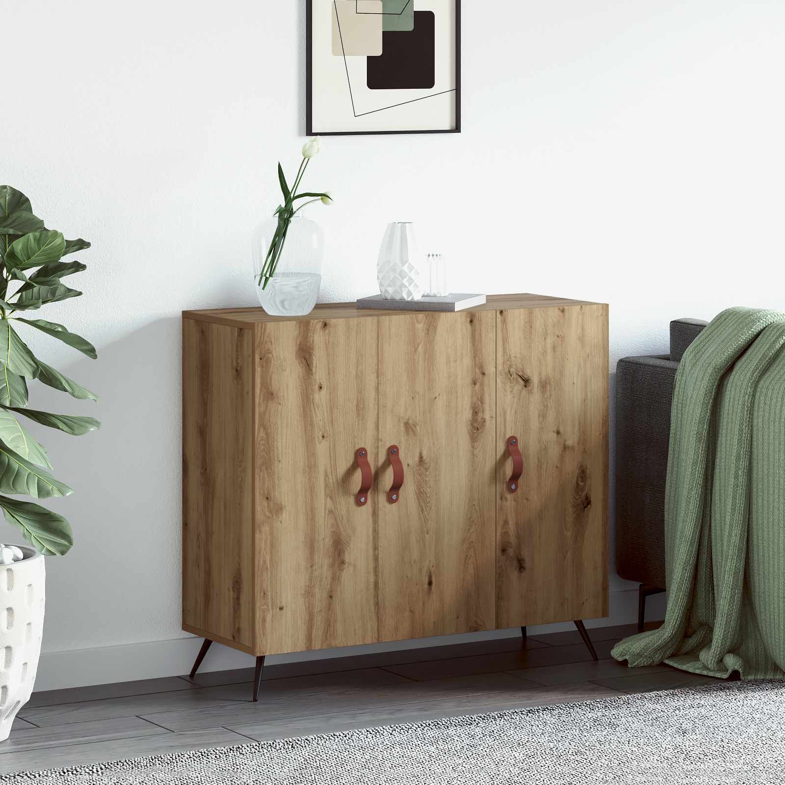 Sideboard Artisan-Eiche 89,5 x 34 x 80 cm Holzwerkstoff