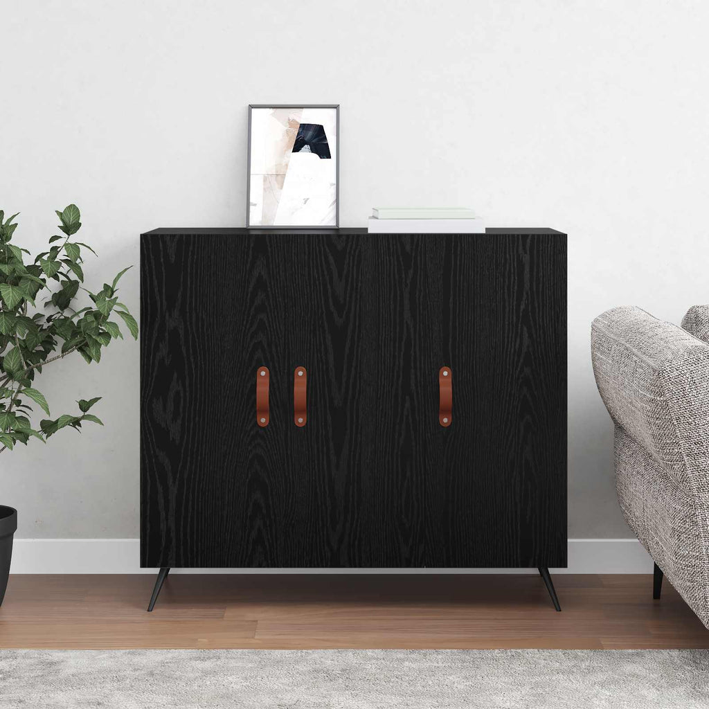 Sideboard Schwarz Eichen-Optik 89,5 x 34 x 80 cm Holzwerkstoff