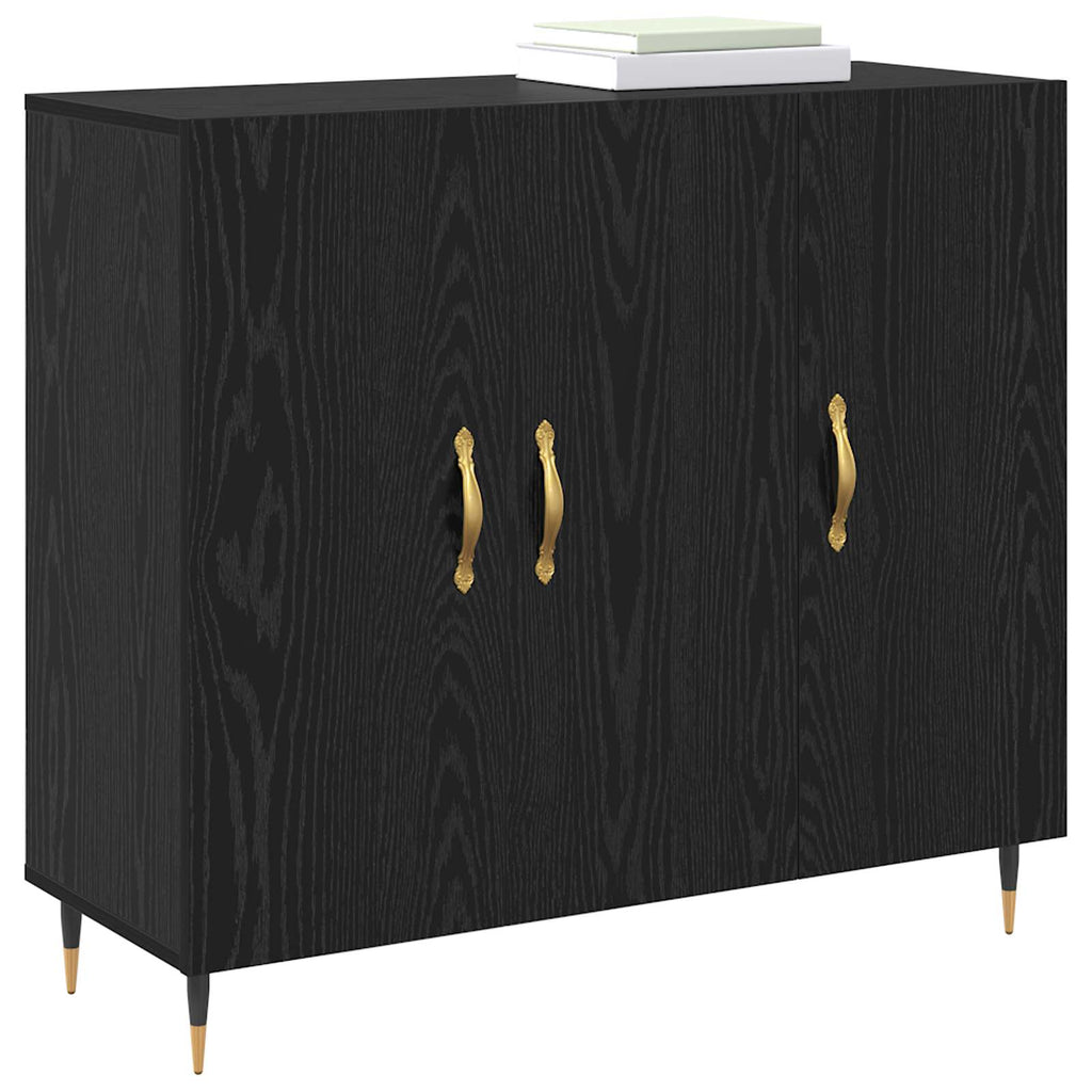 Sideboard Schwarz Eichen-Optik 90 x 34 x 80 cm Holzwerkstoff