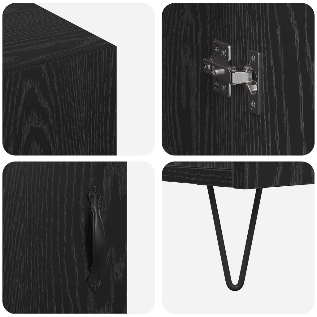 Sideboard Schwarz Eichen-Optik 90 x 32,5 x 80 cm Holzwerkstoff