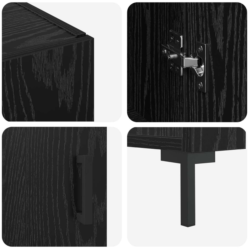 Sideboard Schwarz Eichen-Optik 90 x 34 x 80 cm Holzwerkstoff