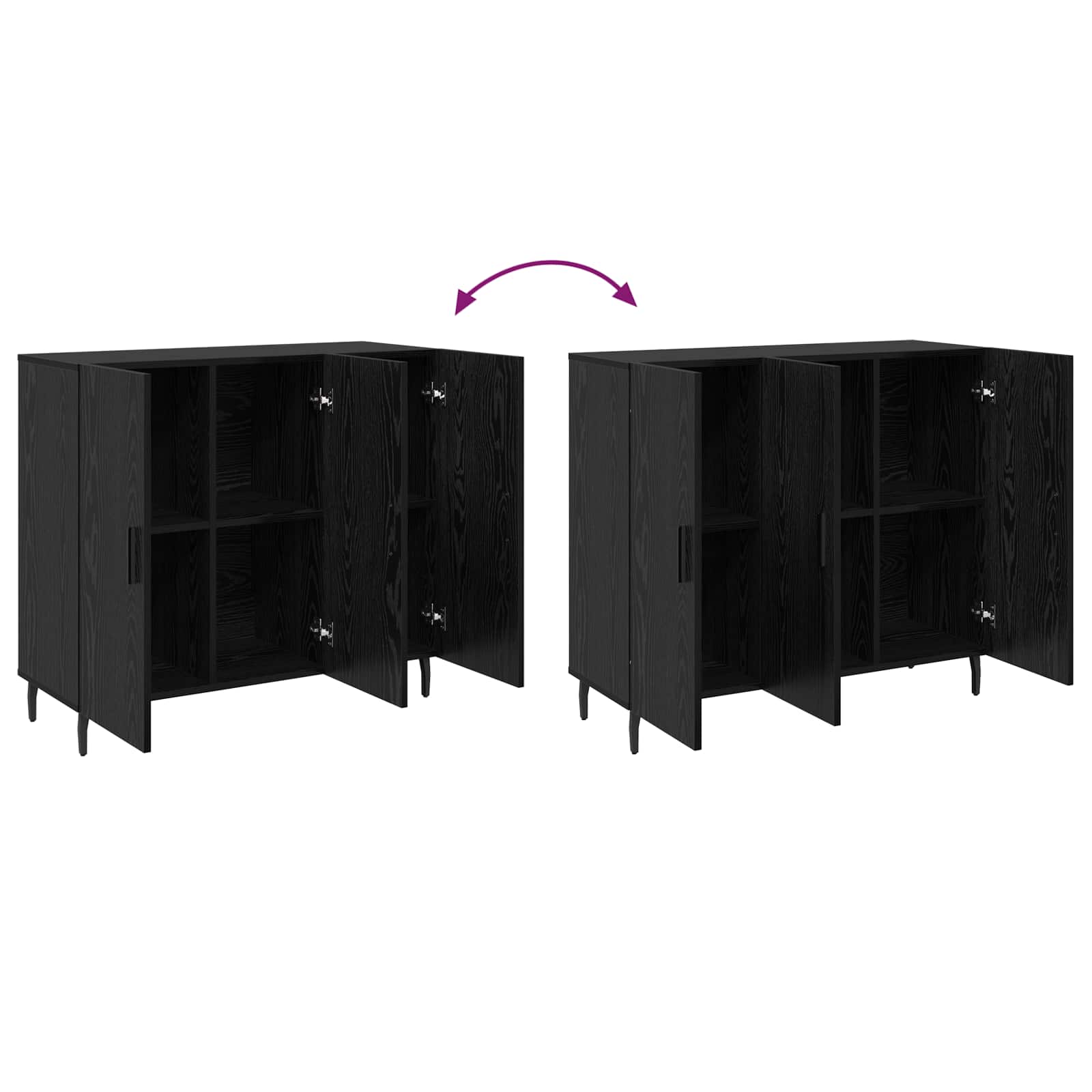 Sideboard Schwarz Eichen-Optik 90 x 34 x 80 cm Holzwerkstoff