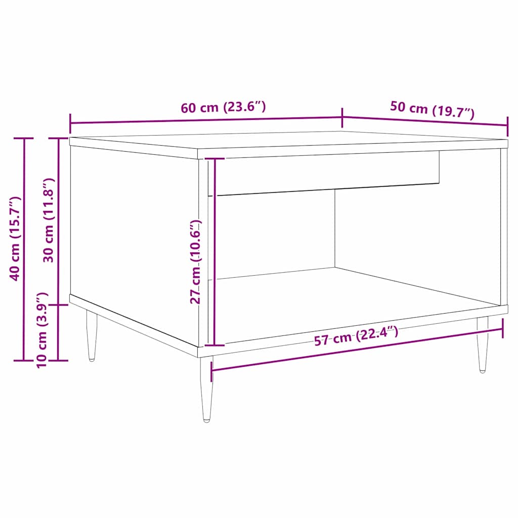 Couchtisch Artisan-Eiche 60 x 50 x 40 cm Holzwerkstoff